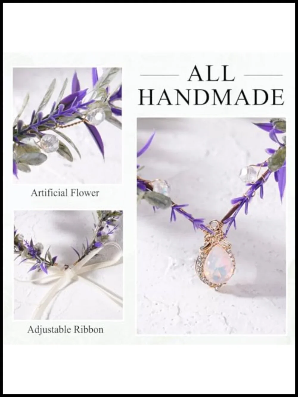 Floral Elf Circlet Rhinestone Woodland Fairy Crown Renaissance Cosplay Headpiece